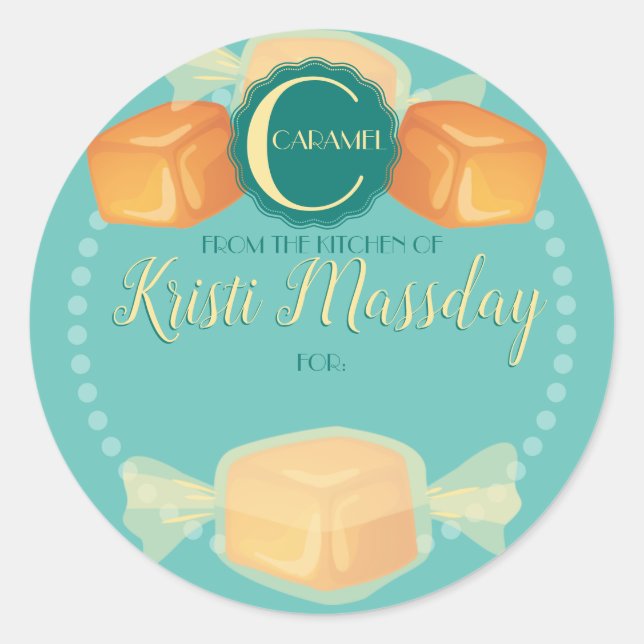 Pegatina Redonda Caramel carmel Navidades caseros de caramelo (Anverso)
