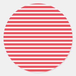 Pegatina Redonda Caramelo Caña Rojo y Blanco Rayado Horizontal Simp