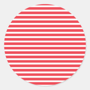 Pegatina Redonda Caramelo Caña Rojo y Blanco Rayado Horizontal Simp
