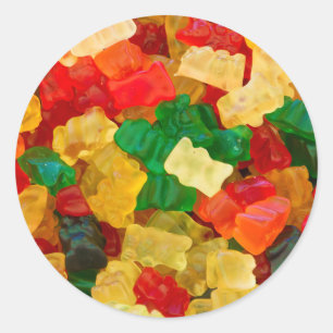 Pegatina Redonda Caramelo coloreado arco iris gomoso del oso