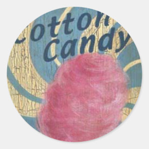Pegatina Redonda Caramelo de algodón rosado