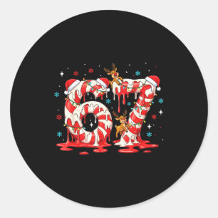 Pegatina Redonda Caramelo de Navidad Cane 67 Meme Seis Siete Chicos