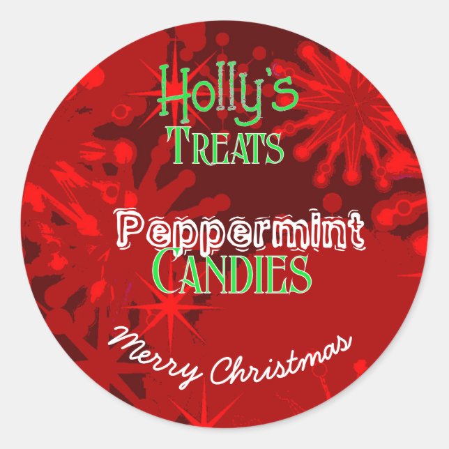 Pegatina Redonda Caramelos de menta Sticker de Navidad (Anverso)