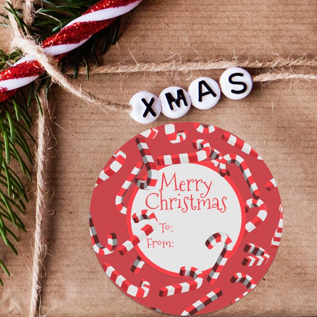 Pegatina Redonda Caramelos Navideños 3D Festivos Feliz Navidad (Subido por el creador)