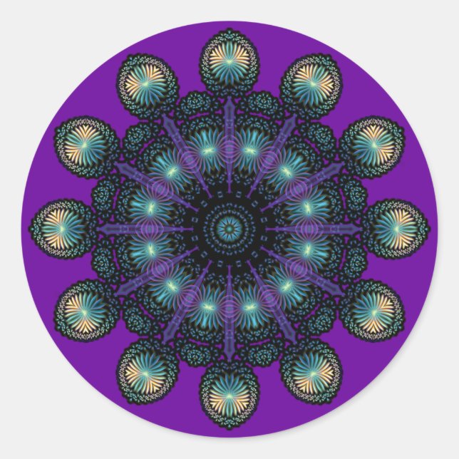 Pegatina Redonda Caras de reloj - Apofisis fractal (Anverso)