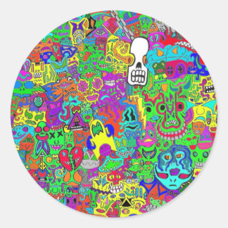 Pegatina Redonda Caras locas