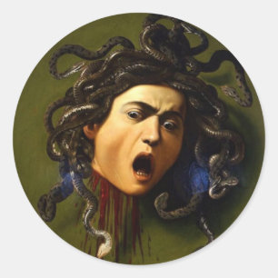 Pegatina Redonda Caravaggio Medusa (1597)