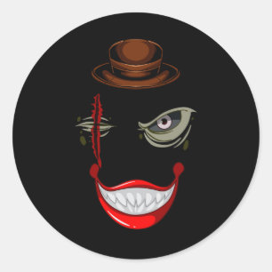 Pegatina Redonda Caray Halloween Carácter payaso película de terror
