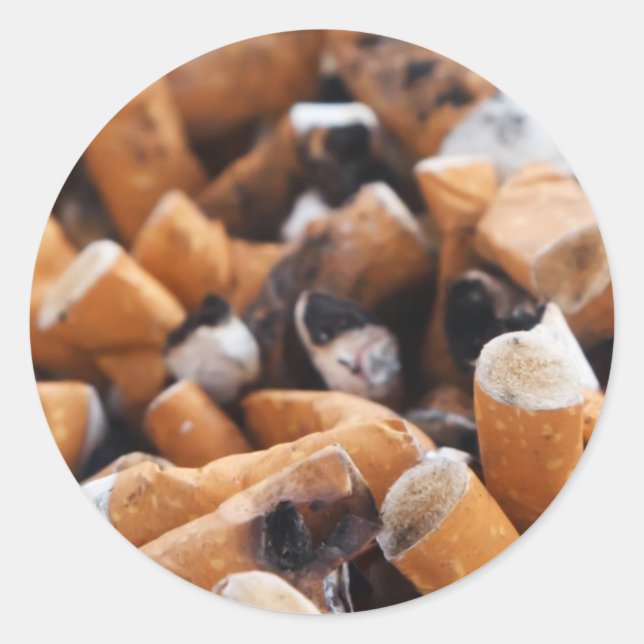 Pegatina Redonda Cárbaras de cigarrillos (Anverso)