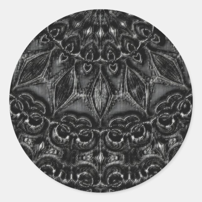 Pegatina Redonda Carbón Mandala (Anverso)