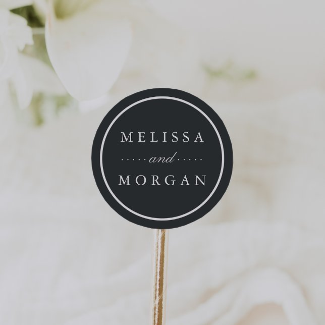 Pegatina Redonda Carbón negro y Boda blanco personalizado (Subido por el creador)
