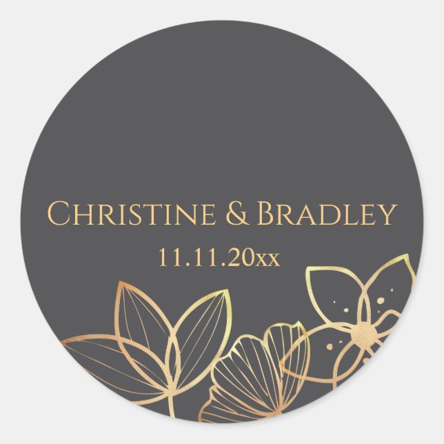 Pegatina Redonda Carbón y oro (Anverso)