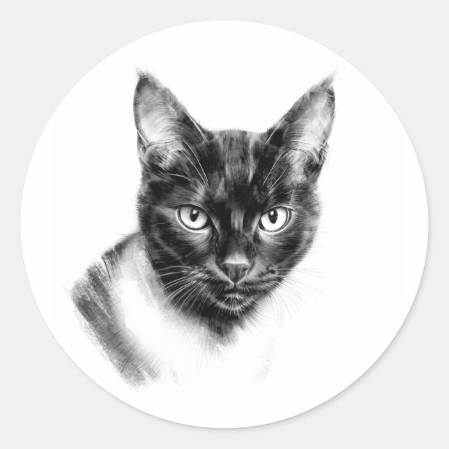 Pegatina Redonda Carboncillo de Gato (Anverso)