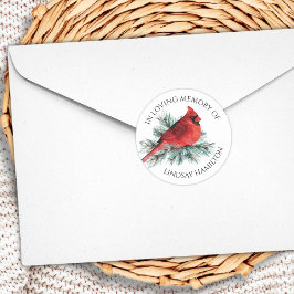 Pegatina Redonda Cardenal de acuarela conmemorativo