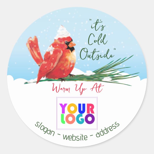 Pegatina Redonda Cardenal en el logo de Snow Business (Anverso)