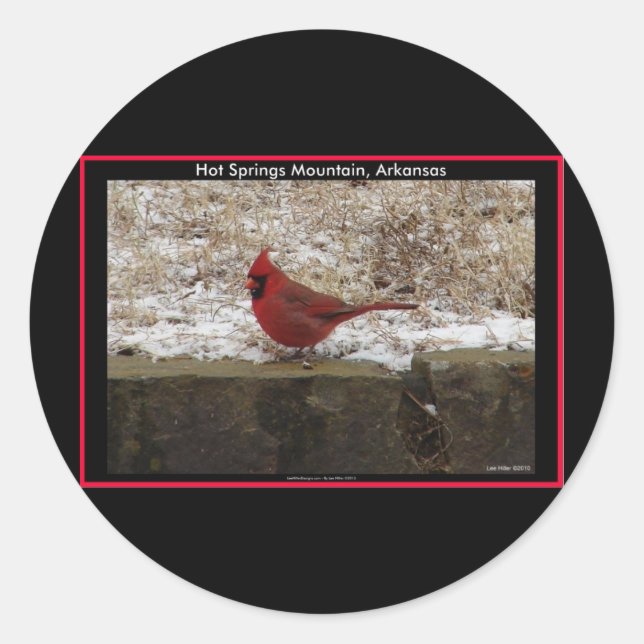 Pegatina Redonda Cardenal Hot Springs Nat. Regalos de Park Mountain (Anverso)