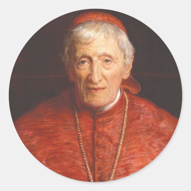 Pegatina Redonda Cardenal John Henry Newman (Anverso)