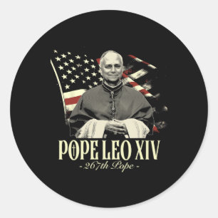 Pegatina Redonda Cardenal Robert Prevost Papa Camisas Leo Xiv