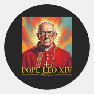 Pegatina Redonda Cardenal Robert Prevost Papa Camisas Leo Xiv 1