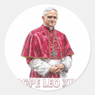 Pegatina Redonda Cardenal Robert Prevost Papa Camisas Leo Xiv _8