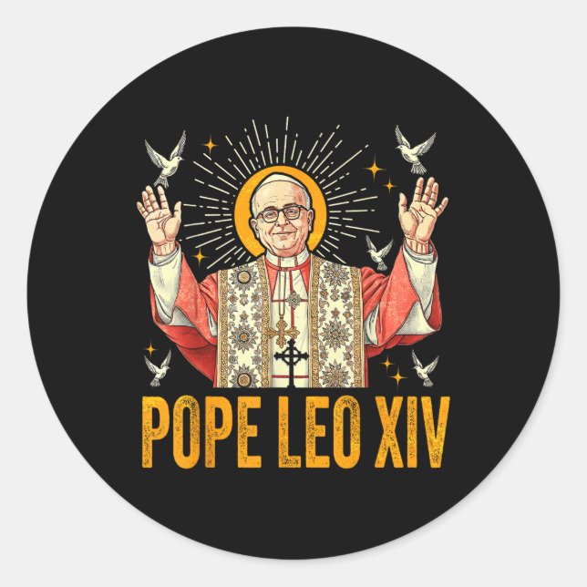 Pegatina Redonda Cardenal Robert Prevost Papa León Xiv 0 (Anverso)