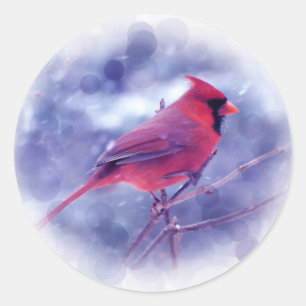 Pegatina Redonda Cardenal rojo en Blizzard