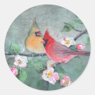 Pegatina Redonda CARDENALES y FLORES de APPLE de SHARON SHARPE