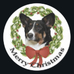 Pegatina Redonda Cardigan Corgi Christmas Sticker<br><div class="desc">Este adhesivo de Navidad de Cardigan Welsh Corgi es perfecto para sellar nuestras tarjetas de Navidades Cardigan Corgi. ¡No olvides las etiquetas de la dirección de retorno y los sellos de franqueo que correspondan!</div>