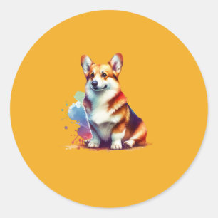 Pegatina Redonda Cardigan Welsh Corgi