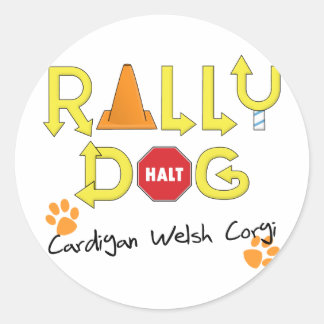 Pegatina Redonda Cardigan Welsh Corgi Rally Dog