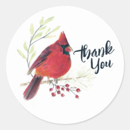Pegatina Redonda Cardinal Bird Art