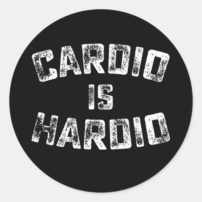 Pegatina Redonda Cardio Is Hardio Fitness Gym Workout (Anverso)