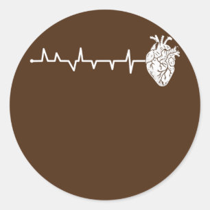 Pegatina Redonda Cardiología Latido para Enfermeras Cardiacas