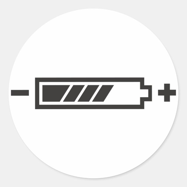 Pegatina Redonda Carga - batería solar híbrida eléctrica (Anverso)