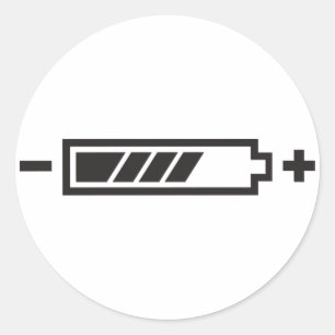 Pegatina Redonda Carga - batería solar híbrida eléctrica