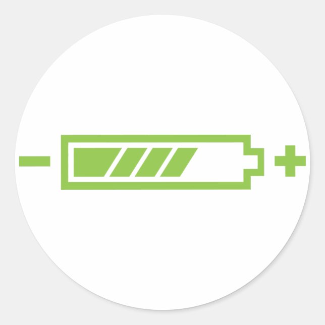 Pegatina Redonda Carga - batería solar híbrida eléctrica (Anverso)