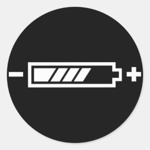 Pegatina Redonda Carga - batería solar híbrida eléctrica