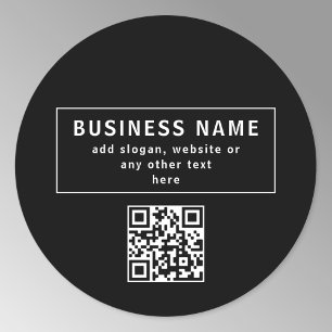 Pegatina Redonda Carga código QR o logotipo Moderno Negro