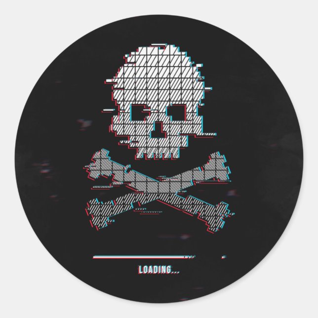 Pegatina Redonda Carga de Glitch (Anverso)