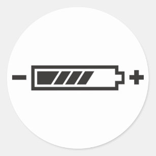 Pegatina Redonda Cargado - eléctrico híbrido solar de la batería
