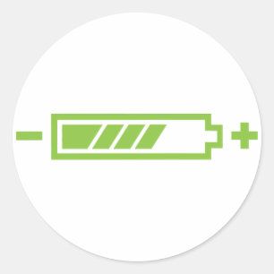 Pegatina Redonda Cargado - eléctrico híbrido solar de la batería