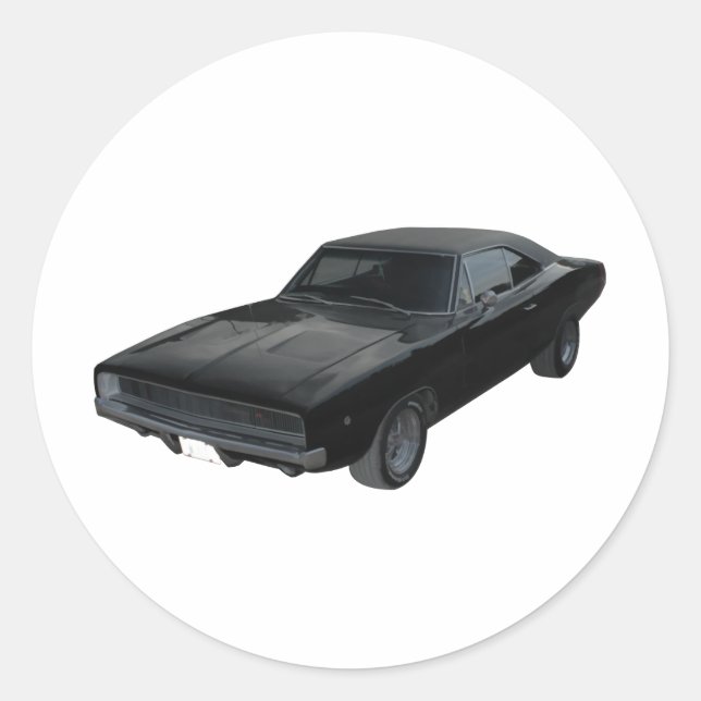 Pegatina Redonda Cargador dodge r/t mopar de 1968 (Anverso)