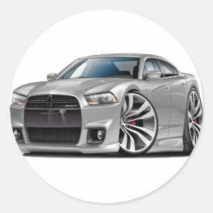 Pegatina Redonda Cargador Dodge SRT8 Silver Car