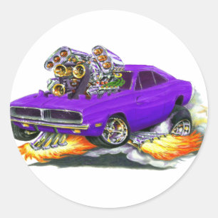 Pegatina Redonda Cargador Purple Car 1968-70