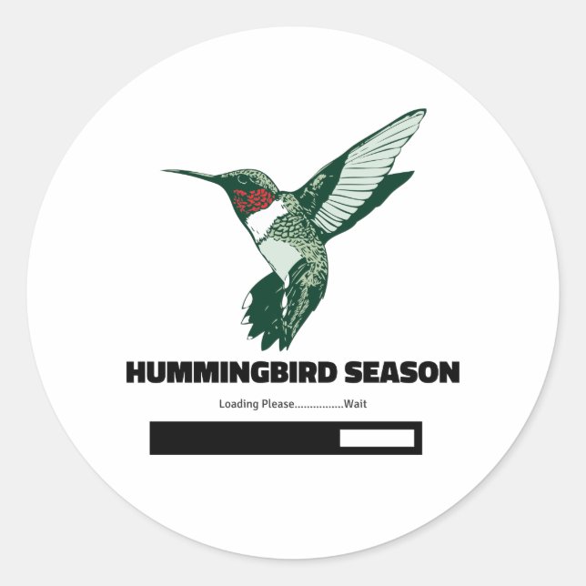 Pegatina Redonda Cargando Hummingbird Season Por Favor Espera (Anverso)