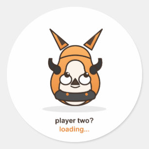 Pegatina Redonda Cargando Jugador Dos Controlador de Zorro Gamer Li