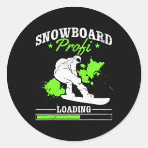 Pegatina Redonda Cargando Profi De Snowboard En Nieve De Estilo Lib