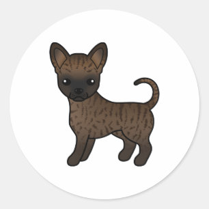 Pegatina Redonda Caricatura de cerdo suave Chihuahua Perro