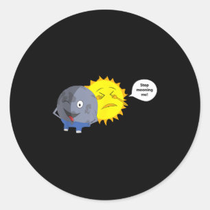 Pegatina Redonda Caricatura de Eclipse Solar