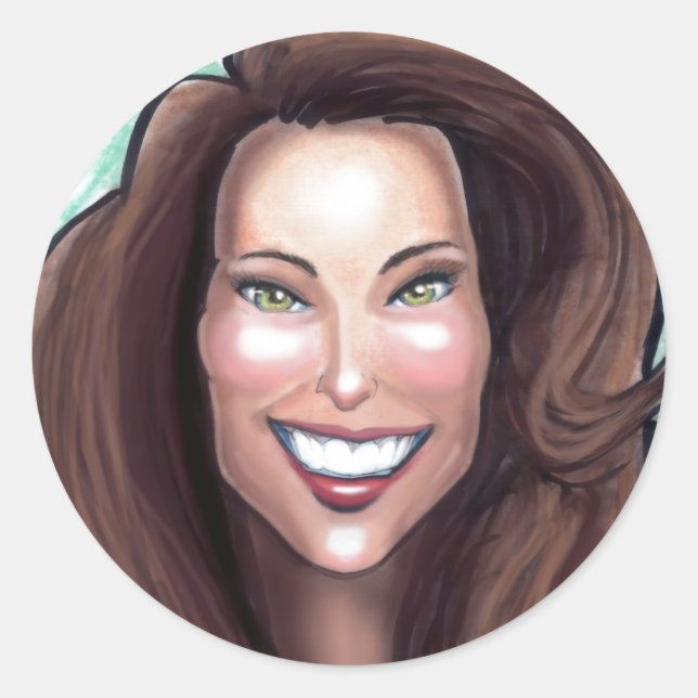 Pegatina Redonda Caricatura de Kate Middleton (Anverso)